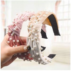 Velvet Pearl Headbands Knot Turban style